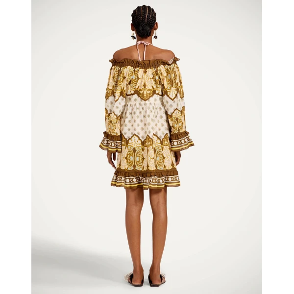 La DoubleJ Boho Mini Dress in Cocoon Placée Brown, view 3