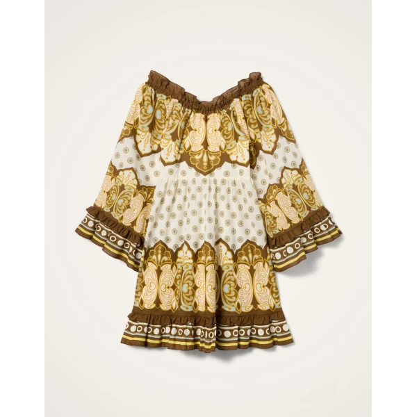 La DoubleJ Boho Mini Dress in Cocoon Placée Brown, view 6