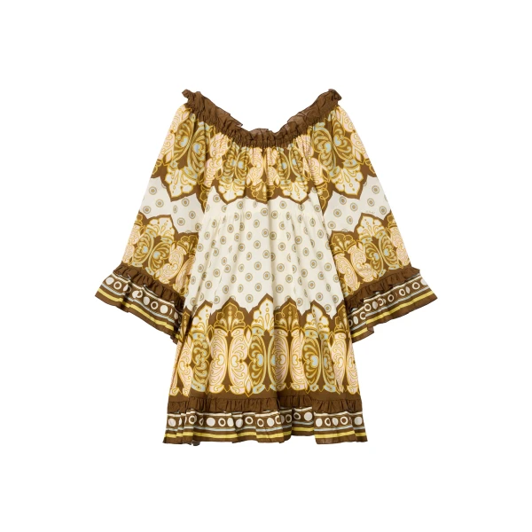 La DoubleJ Boho Mini Dress in Cocoon Placée Brown