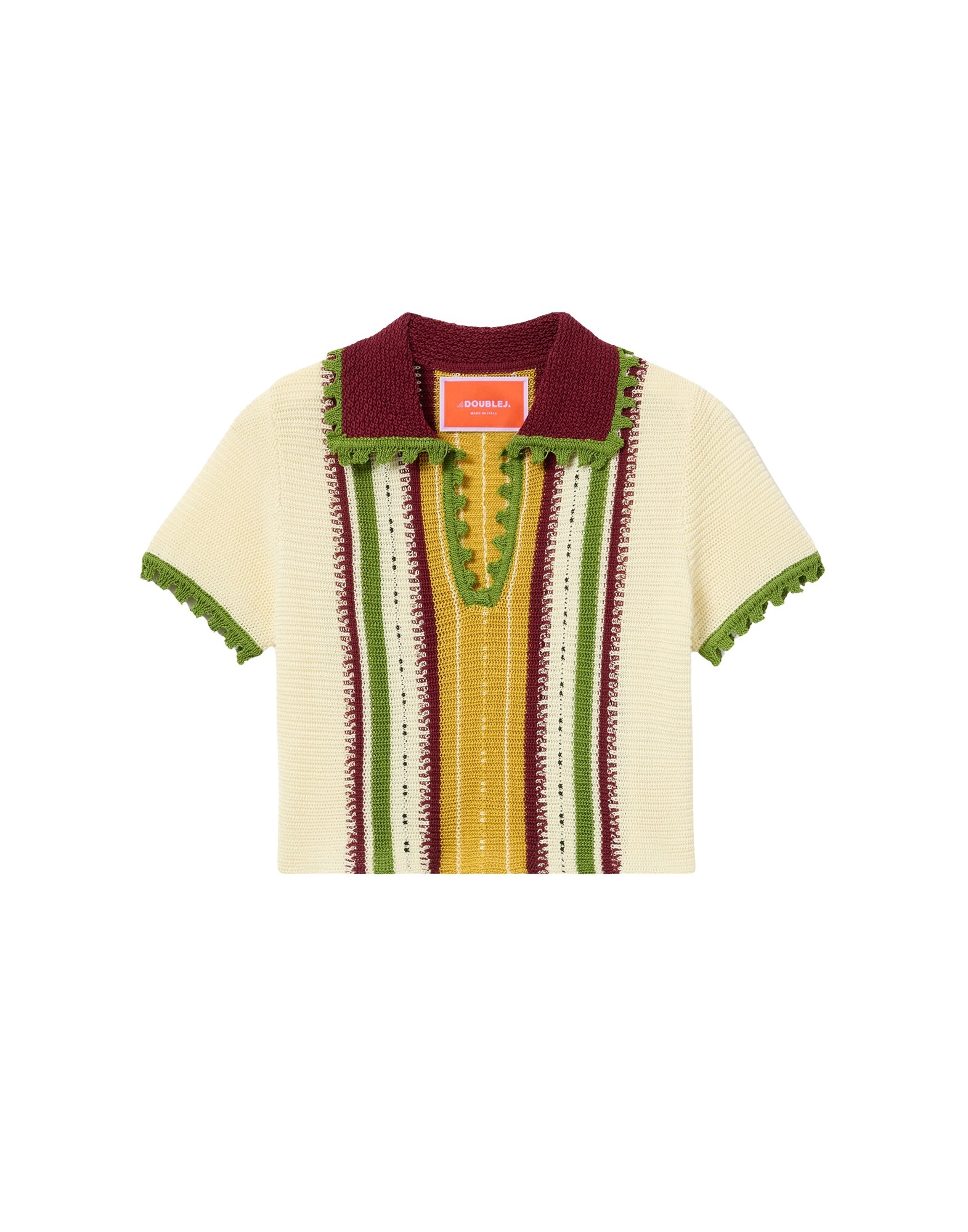 La DoubleJ Bowling Polo in Multicolor Ivory & Yellow Knit
