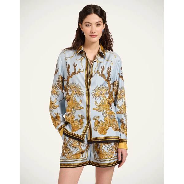 La DoubleJ Boy Shirt in Oceania Placée Light Blue, view 2