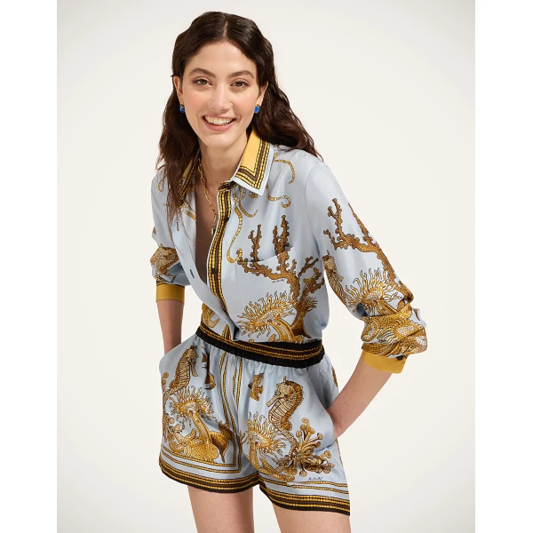 La DoubleJ Boy Shirt in Oceania Placée Light Blue, view 4