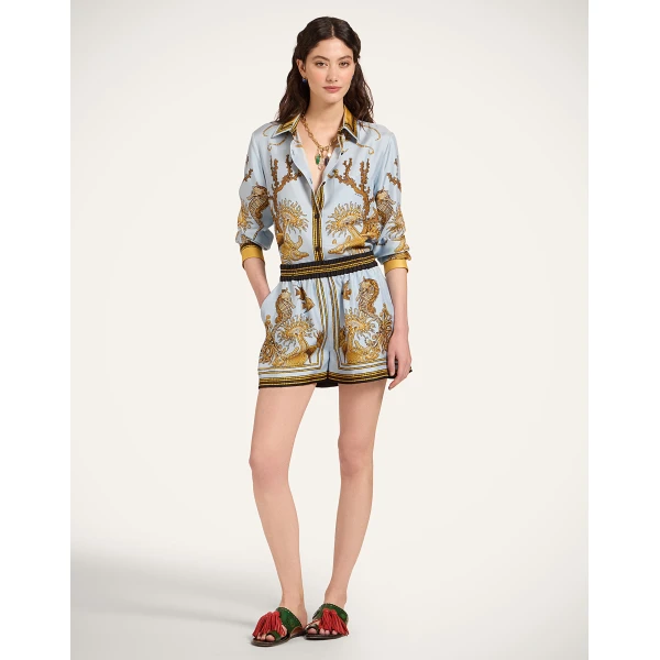 La DoubleJ Boy Shirt in Oceania Placée Light Blue, view 5