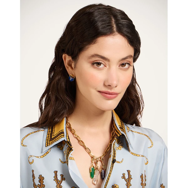 La DoubleJ Boy Shirt in Oceania Placée Light Blue, view 6