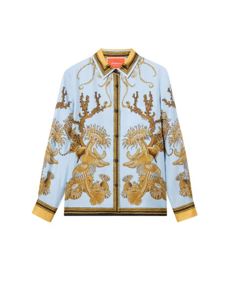 La DoubleJ Boy Shirt in Oceania Placée Light Blue - Tops - Milanese Maximalist Fashion at Luxury Shoes 