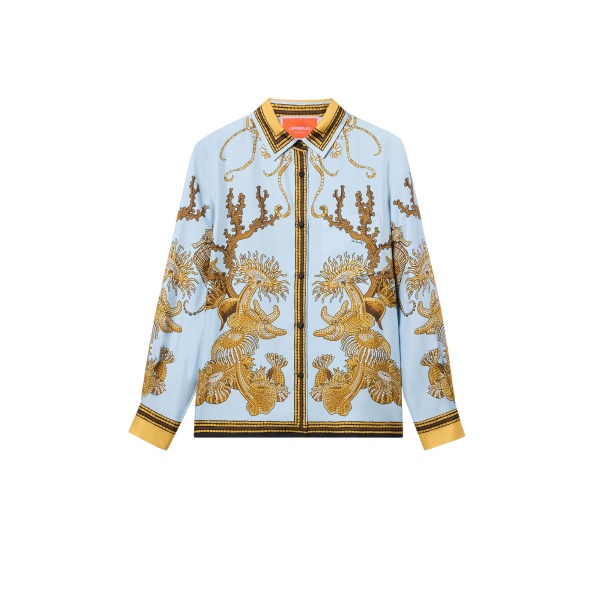La DoubleJ Boy Shirt in Oceania Placée Light Blue - Tops - Milanese Maximalist Fashion at Luxury Shoes 