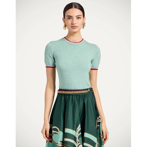 La DoubleJ Busy-Bee Tee in Solid Turquoise Knit, view 2