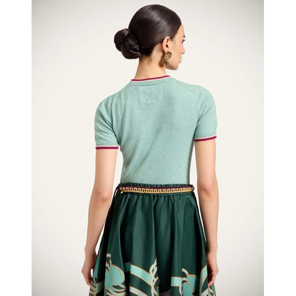 La DoubleJ Busy-Bee Tee in Solid Turquoise Knit, view 3
