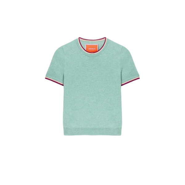 La DoubleJ Busy-Bee Tee in Solid Turquoise - Knitwear - Milanese Maximalist Fashion at Luxury Shoes 
