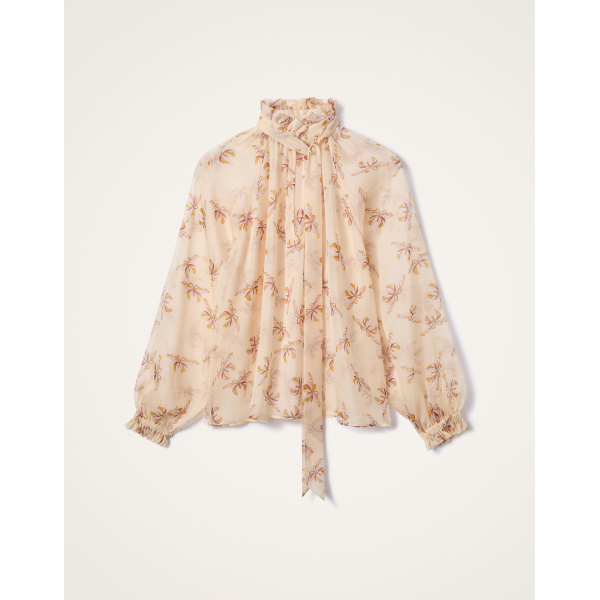 La DoubleJ Cerere Blouse in Farfalla Buttercream - Tops - Milanese Maximalist Fashion at Luxury Shoes 