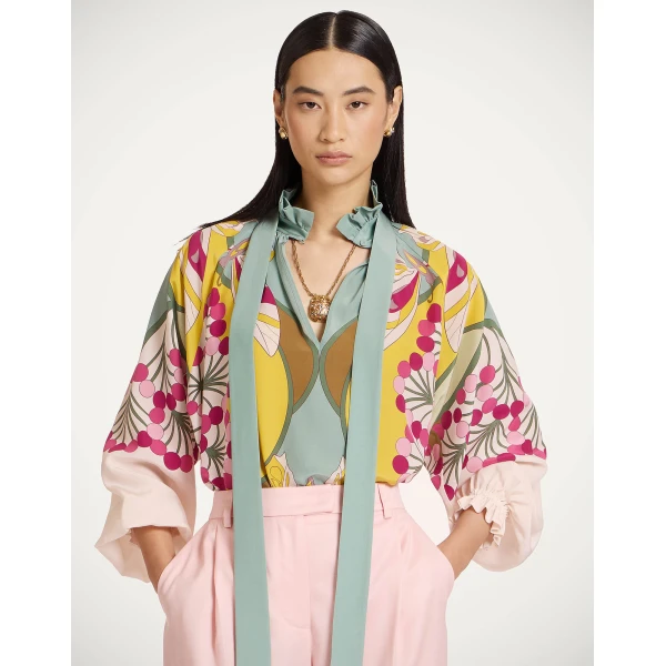 La DoubleJ Cerere Blouse in Florette Placée Fuchsia, view 2