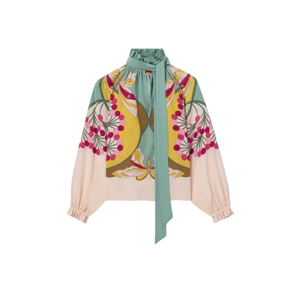 La DoubleJ Cerere Blouse in Florette Placée Fuchsia