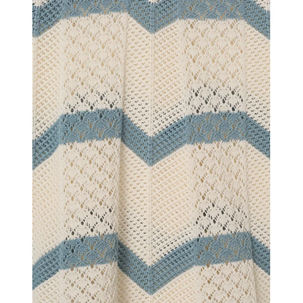 La DoubleJ Chevron Crop Sweater in Color Block Ivory & Blue, view 6