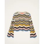 La DoubleJ Chevron Crop Sweater in Multicolor Geen & Pink