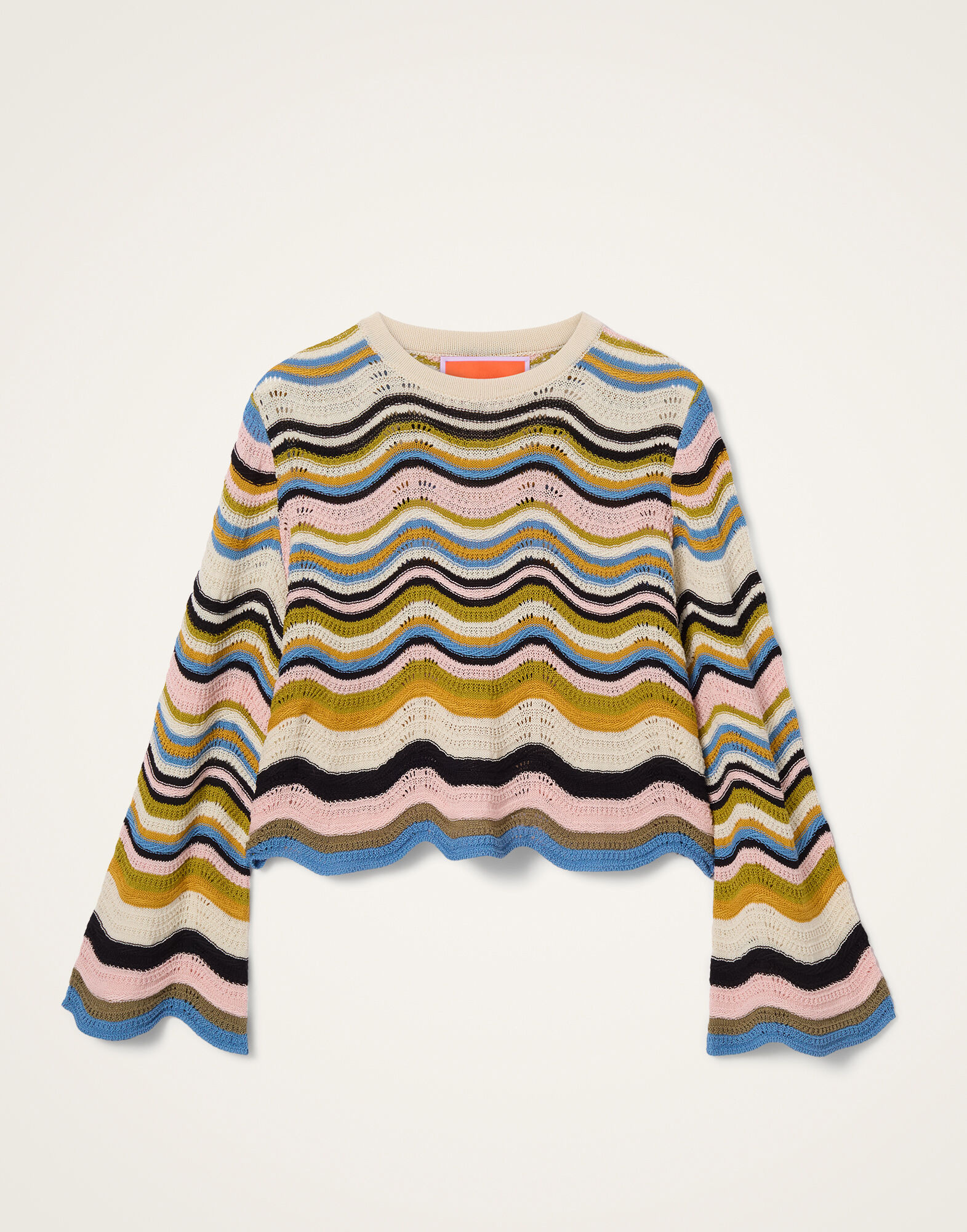 La DoubleJ Chevron Crop Sweater in Multicolor Geen & Pink