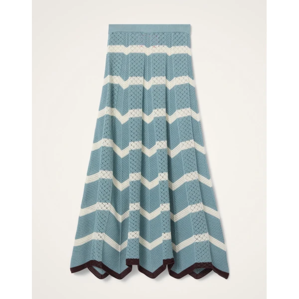 La DoubleJ Chevron Skirt in Color Block Blue & Ivory, view 5