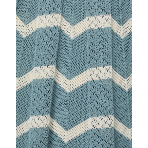 La DoubleJ Chevron Skirt in Color Block Blue & Ivory, view 6