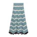 La DoubleJ Chevron Skirt in Color Block Blue & Ivory
