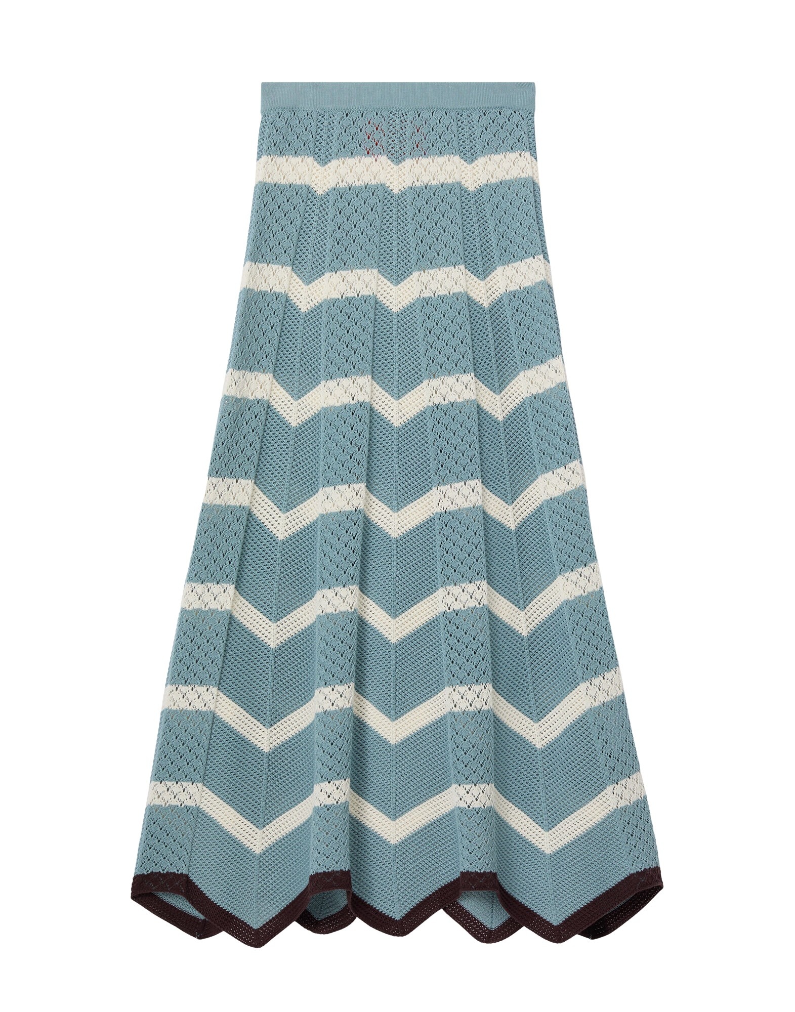 La DoubleJ Chevron Skirt in Color Block Blue & Ivory - Skirts - Milanese Maximalist Fashion at Luxury Shoes 