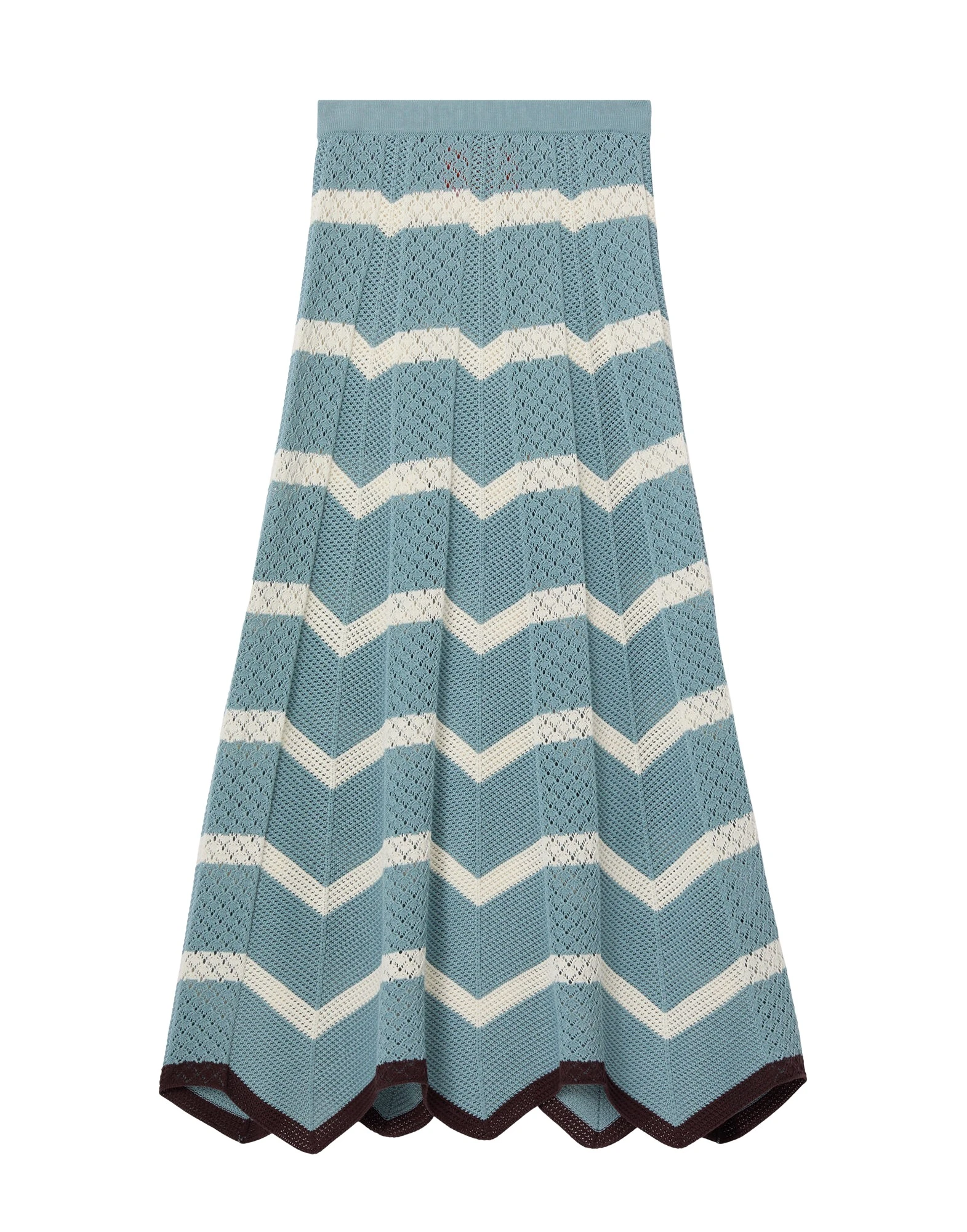 La DoubleJ Chevron Skirt in Color Block Blue & Ivory