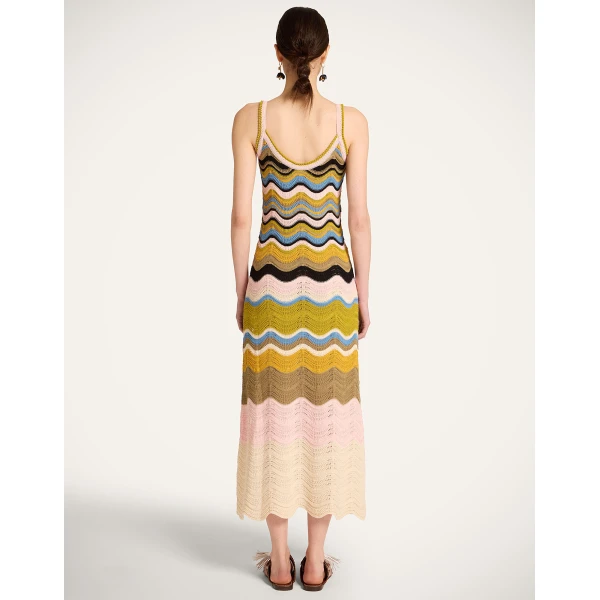 La DoubleJ Chevron Sundress in Multicolor Geen & Pink Dress, view 3