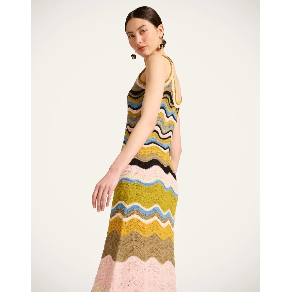 La DoubleJ Chevron Sundress in Multicolor Geen & Pink Dress, view 5