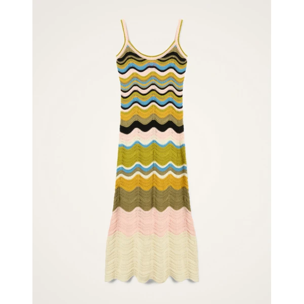 La DoubleJ Chevron Sundress in Multicolor Geen & Pink Dress, view 6