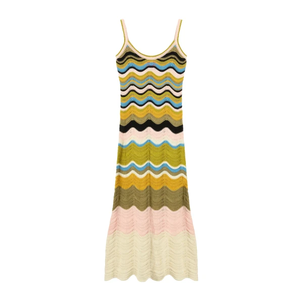 La DoubleJ Chevron Sundress in Multicolor Geen & Pink Dress