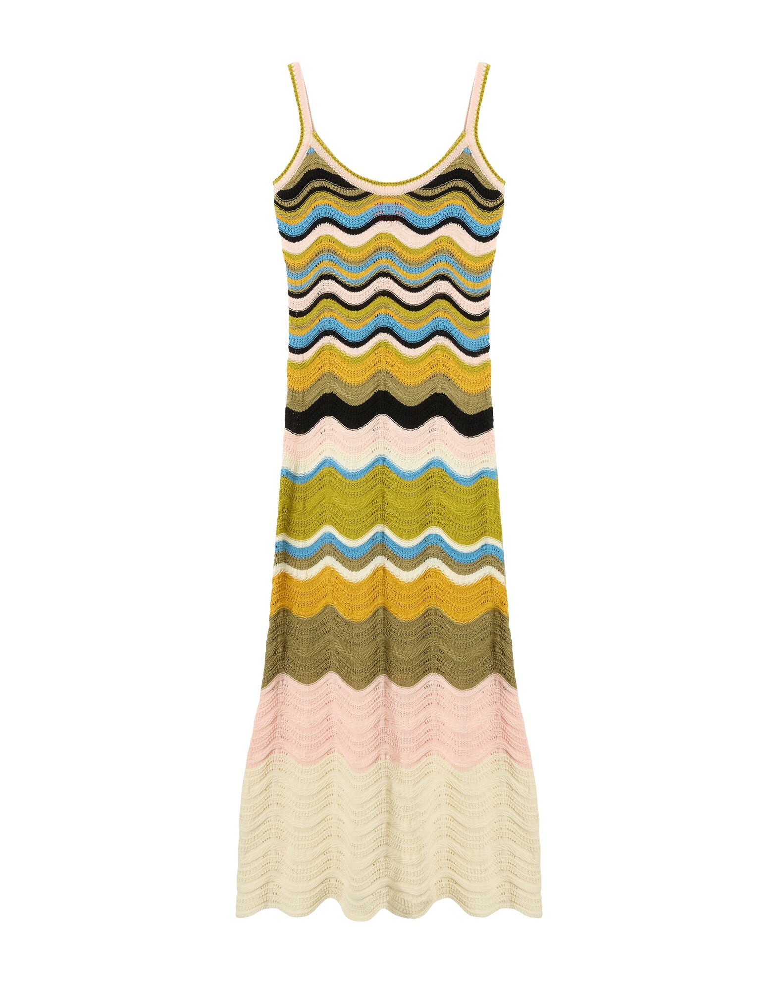 La DoubleJ Chevron Sundress in Multicolor Geen & Pink - Dresses - Milanese Maximalist Fashion at Luxury Shoes 