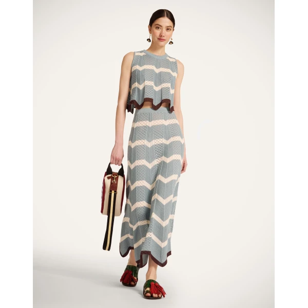 La DoubleJ Chevron Top in Color Block Blue & Ivory, view 5