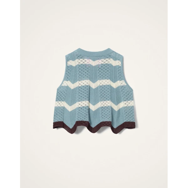 La DoubleJ Chevron Top in Color Block Blue & Ivory, view 6