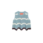 La DoubleJ Chevron Top in Color Block Blue & Ivory