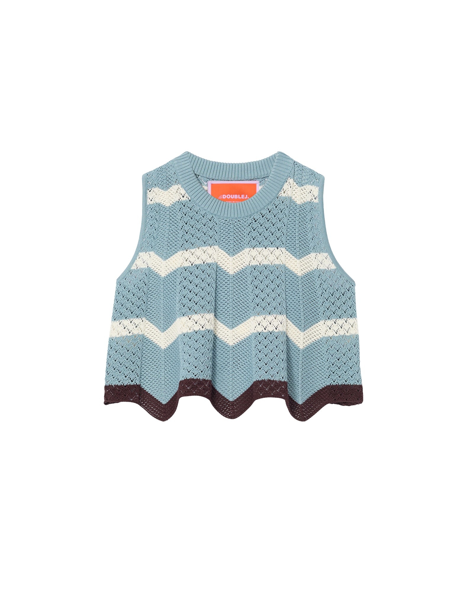 La DoubleJ Chevron Top in Color Block Blue & Ivory