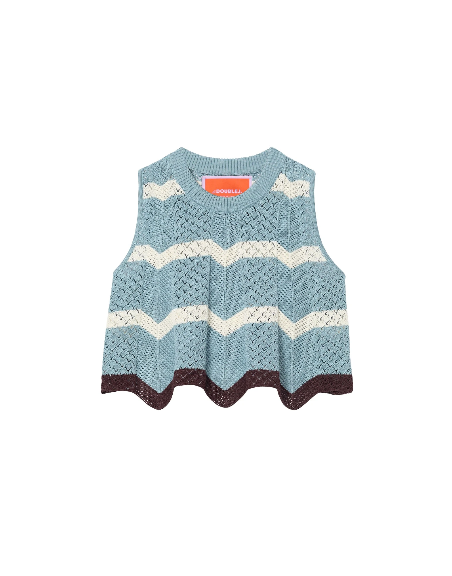 La DoubleJ Chevron Top in Color Block Blue & Ivory