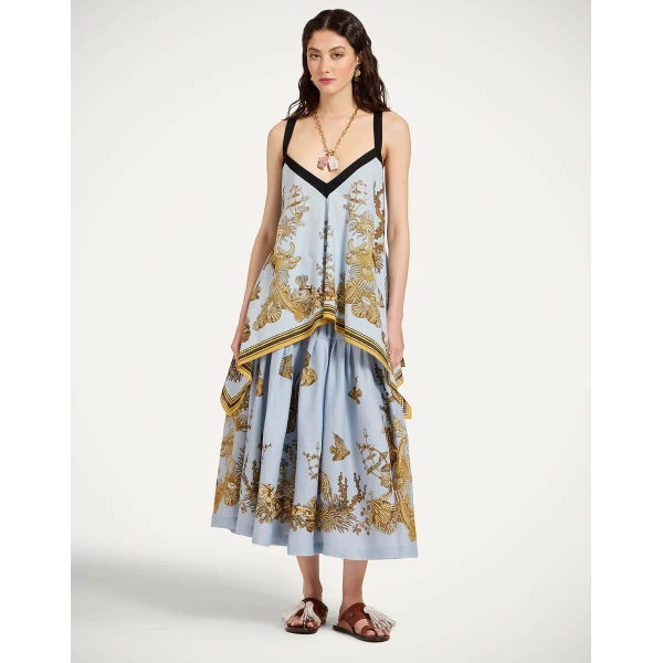 La DoubleJ Cinch Top in Oceania Placée Light Blue, view 4