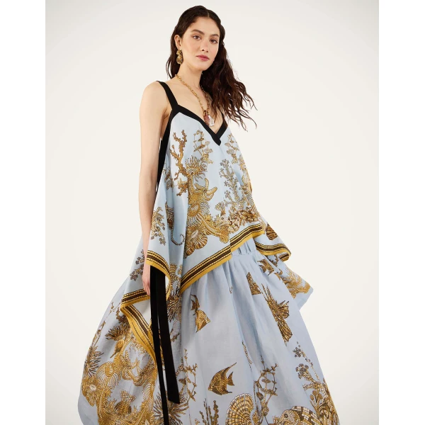 La DoubleJ Cinch Top in Oceania Placée Light Blue, view 5
