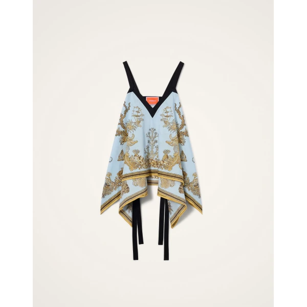 La DoubleJ Cinch Top in Oceania Placée Light Blue