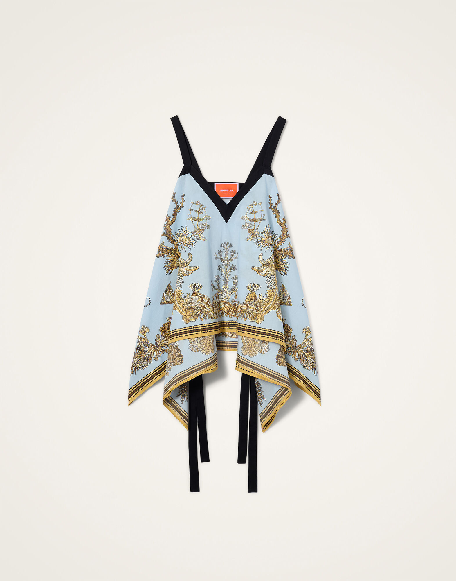 La DoubleJ Cinch Top in Oceania Placée Light Blue