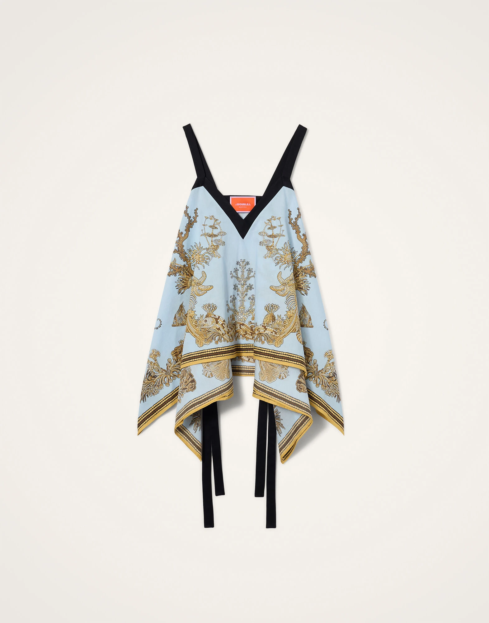 La DoubleJ Cinch Top in Oceania Placée Light Blue