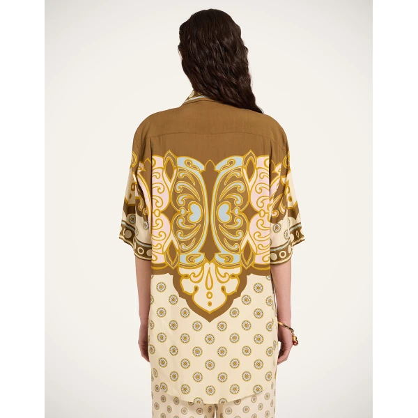 La DoubleJ Club Shirt in Cocoon Placée Brown, view 3