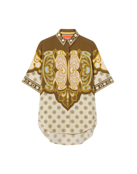La DoubleJ Club Shirt in Cocoon Placée Brown - Tops - Milanese Maximalist Fashion at Luxury Shoes 