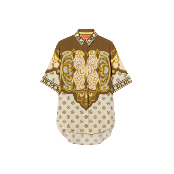 La DoubleJ Club Shirt in Cocoon Placée Brown - Tops - Milanese Maximalist Fashion at Luxury Shoes 