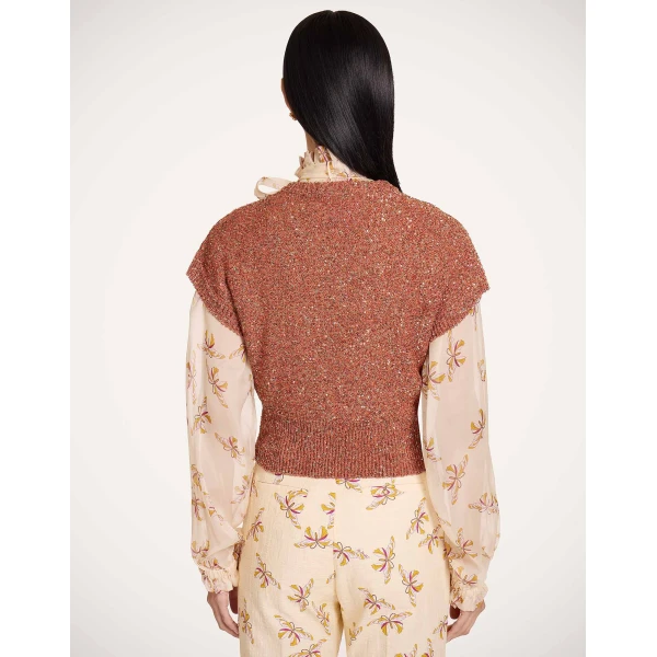 La DoubleJ Duchess Gilet in Solid Orange Knit, view 3