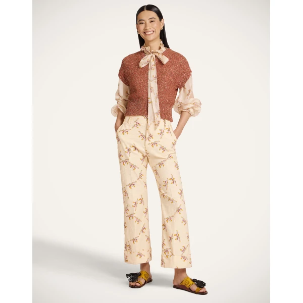 La DoubleJ Duchess Gilet in Solid Orange Knit, view 4