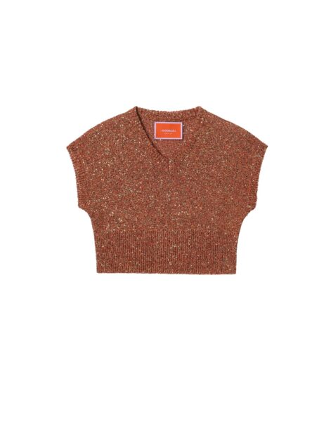 La DoubleJ Duchess Gilet in Solid Orange - Knitwear - Milanese Maximalist Fashion at Luxury Shoes 