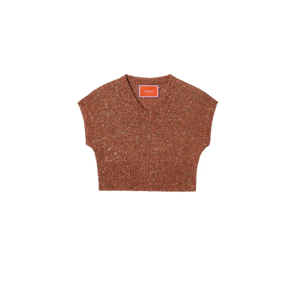La DoubleJ Duchess Gilet in Solid Orange Knit