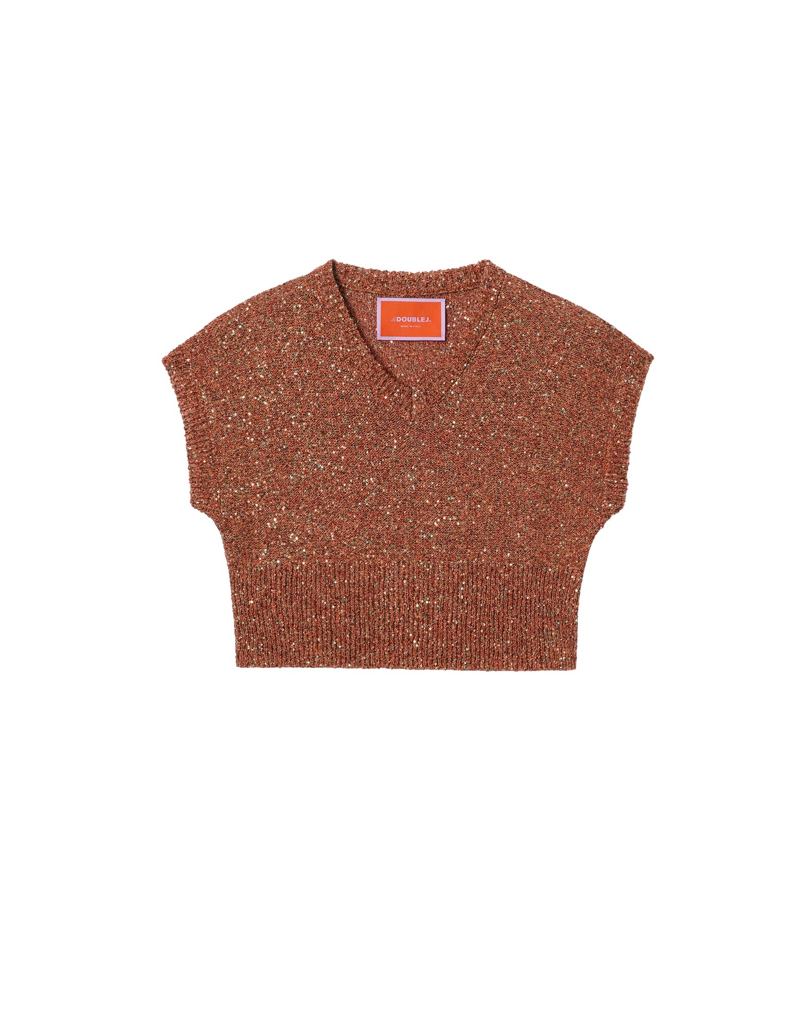 La DoubleJ Duchess Gilet in Solid Orange Knit