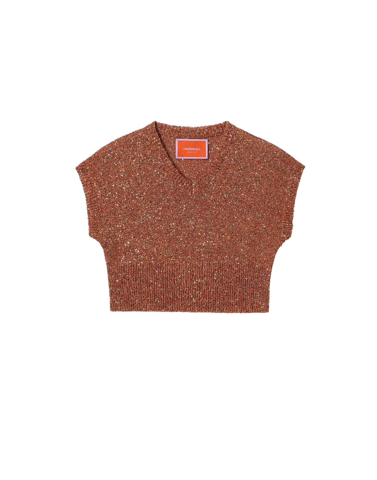 La DoubleJ Duchess Gilet in Solid Orange Knit