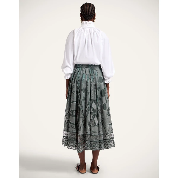 La DoubleJ Duchess Skirt in Solid Emerald, view 3