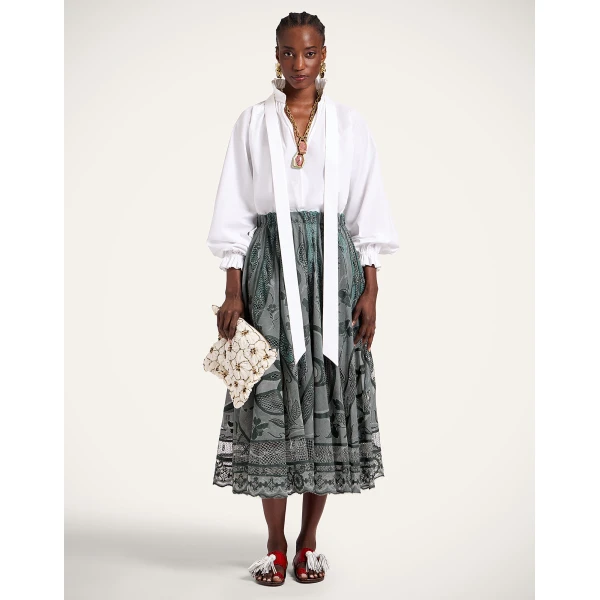 La DoubleJ Duchess Skirt in Solid Emerald, view 4